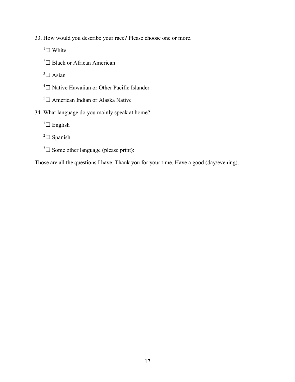 Patient Outcome Survey, Page 17