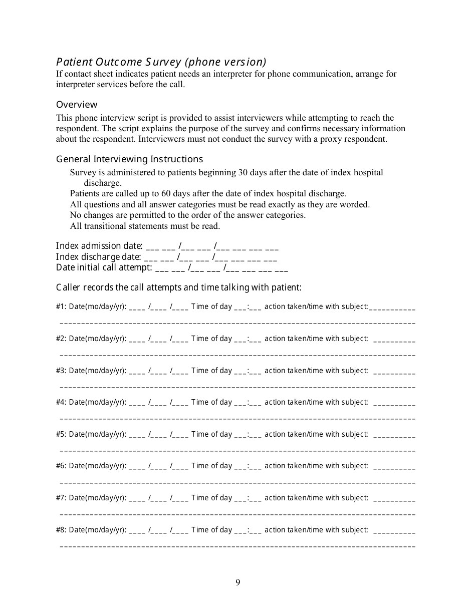 Patient Outcome Survey, Page 9