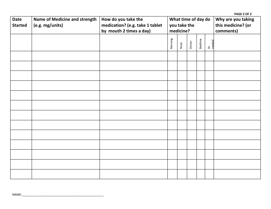 Medication List Template - Health Sciences North Horizon Sante-Nord ...