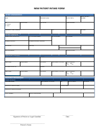 Document preview: New Patient Intake Form