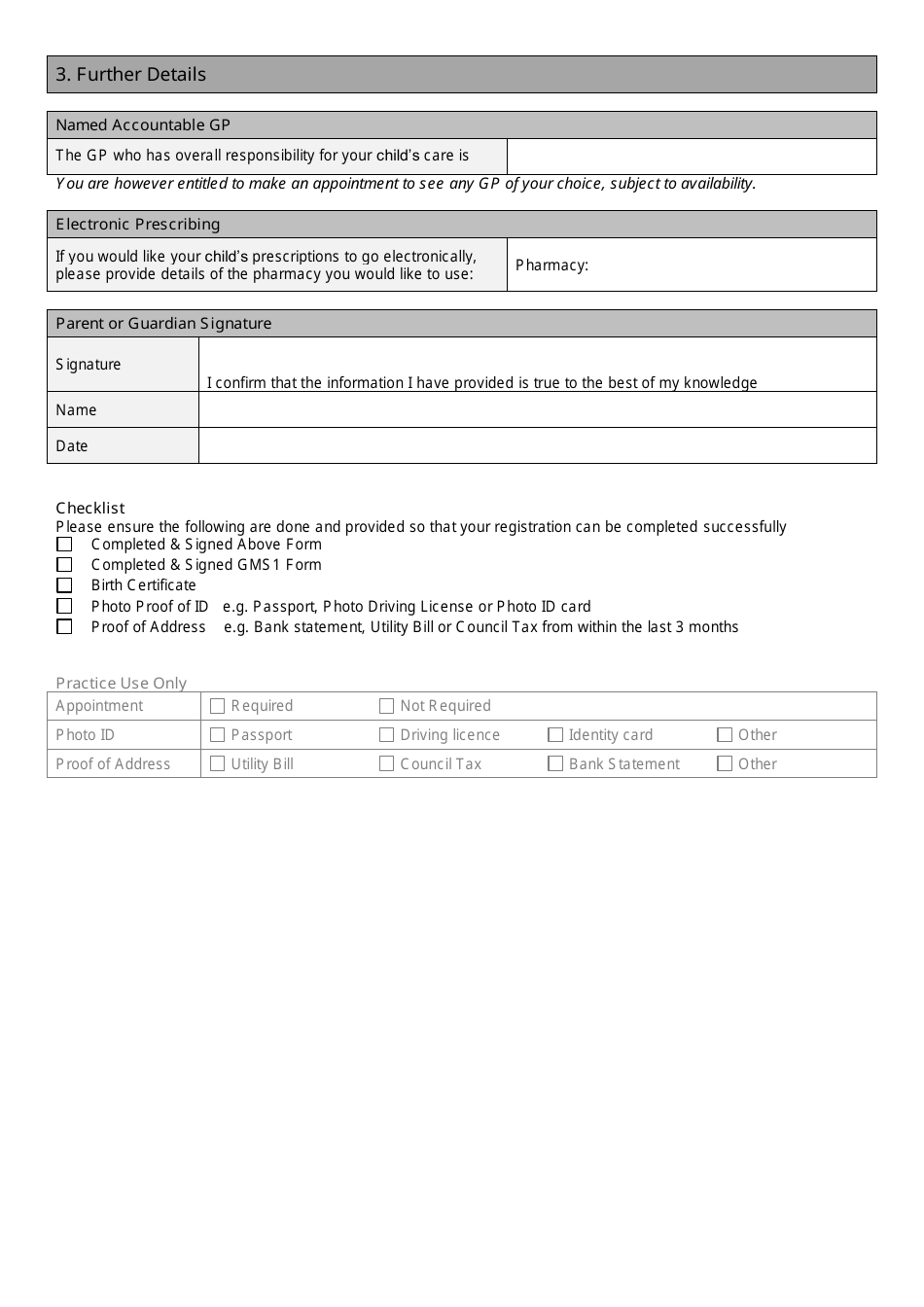New Patient Registration Form - Child - United Kingdom, Page 3
