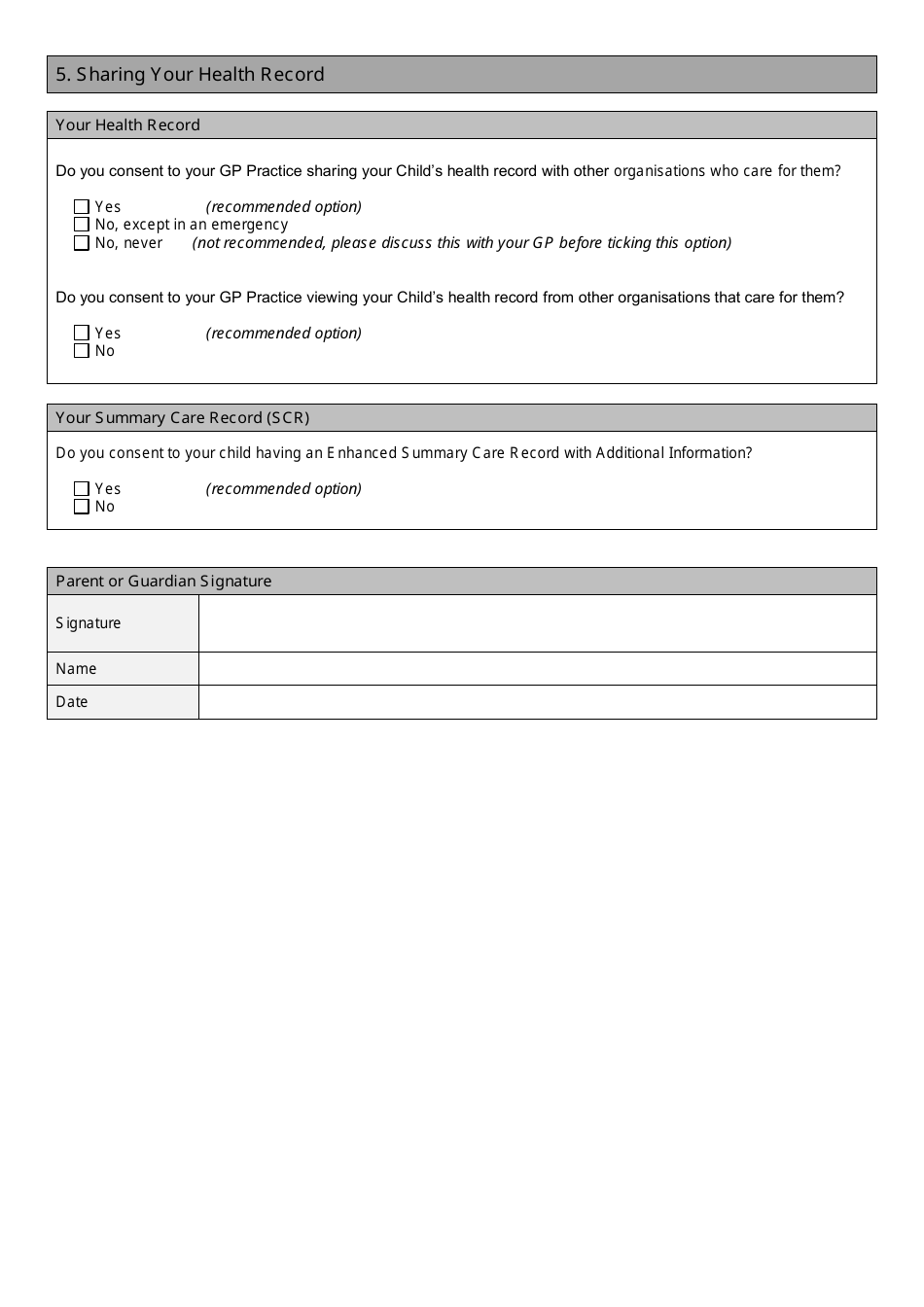 New Patient Registration Form - Child - United Kingdom, Page 4