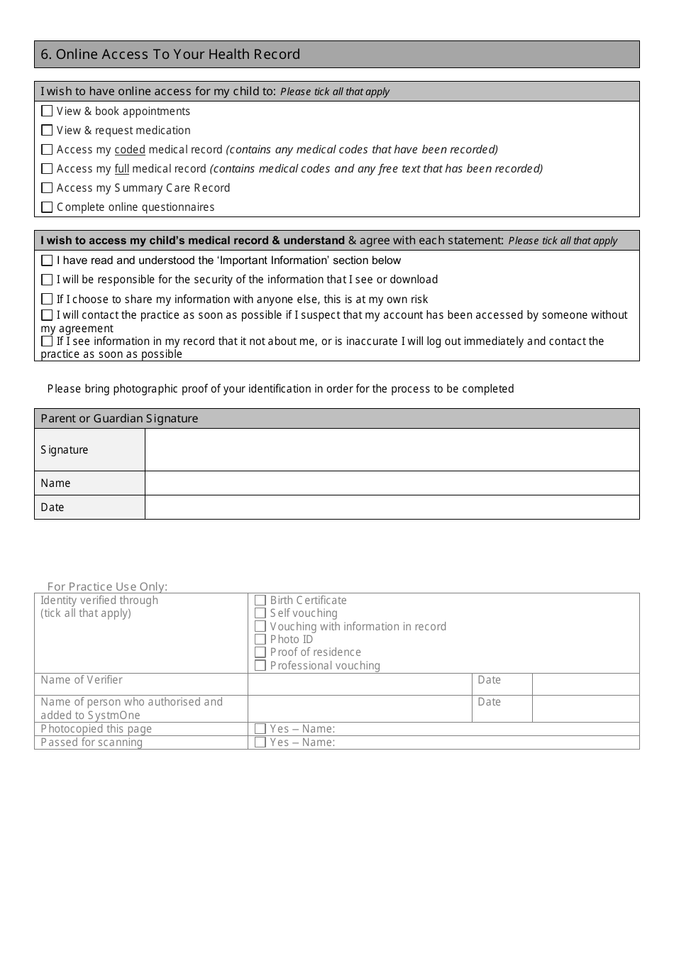 New Patient Registration Form - Child - United Kingdom, Page 6
