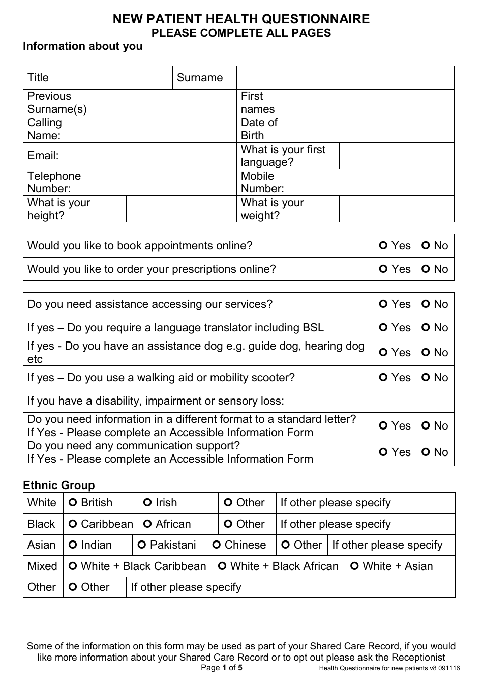 New Patient Health Questionnaire Fill Out Sign Online And Download 