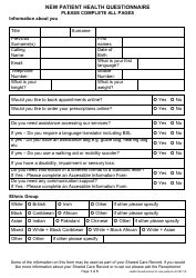 New Patient Health Questionnaire