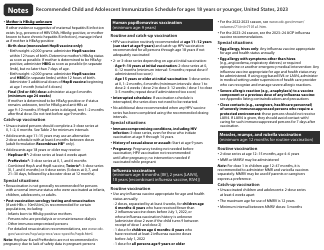 CDC Recommended Child and Adolescent Immunization Schedule, Page 7