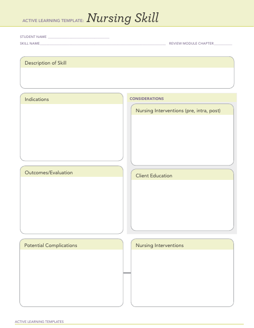 Active Learning Template: Nursing Skill