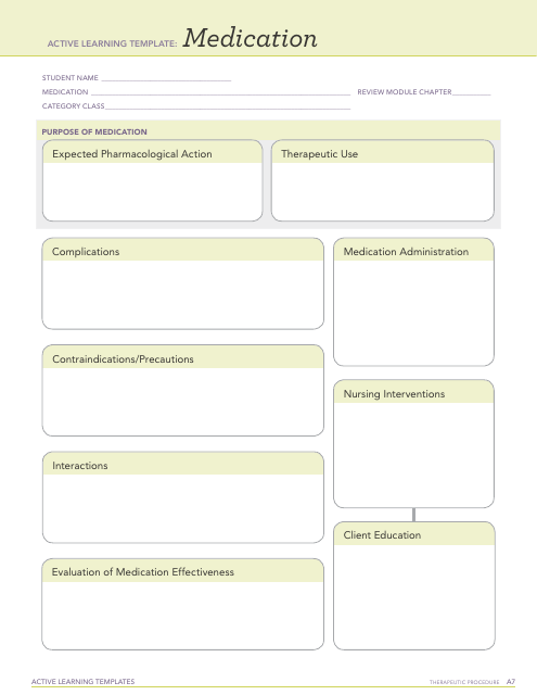 A comprehensive medication active learning template