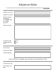 Document preview: Absence Note Template