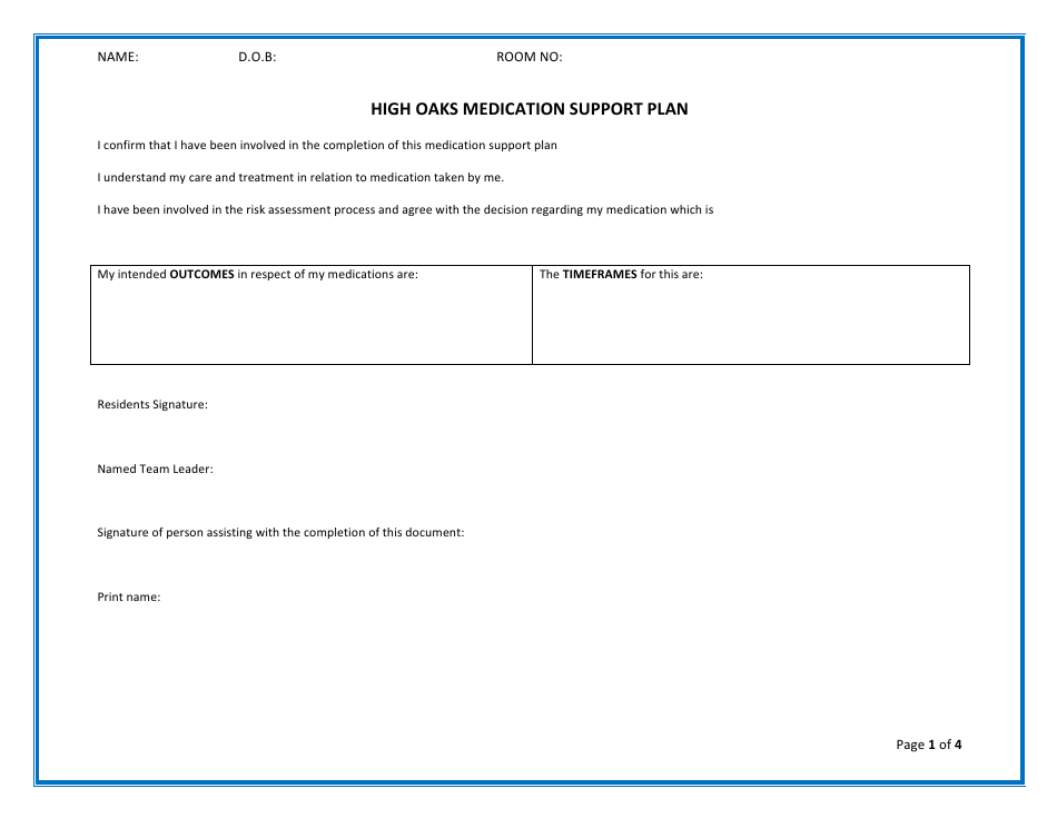 Medication Support Plan - Template