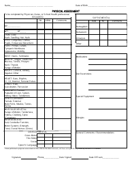 Document preview: Physical Assessment Form