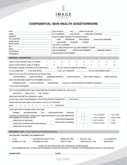 Confidential Skin Health Questionnaire - Image Skincare