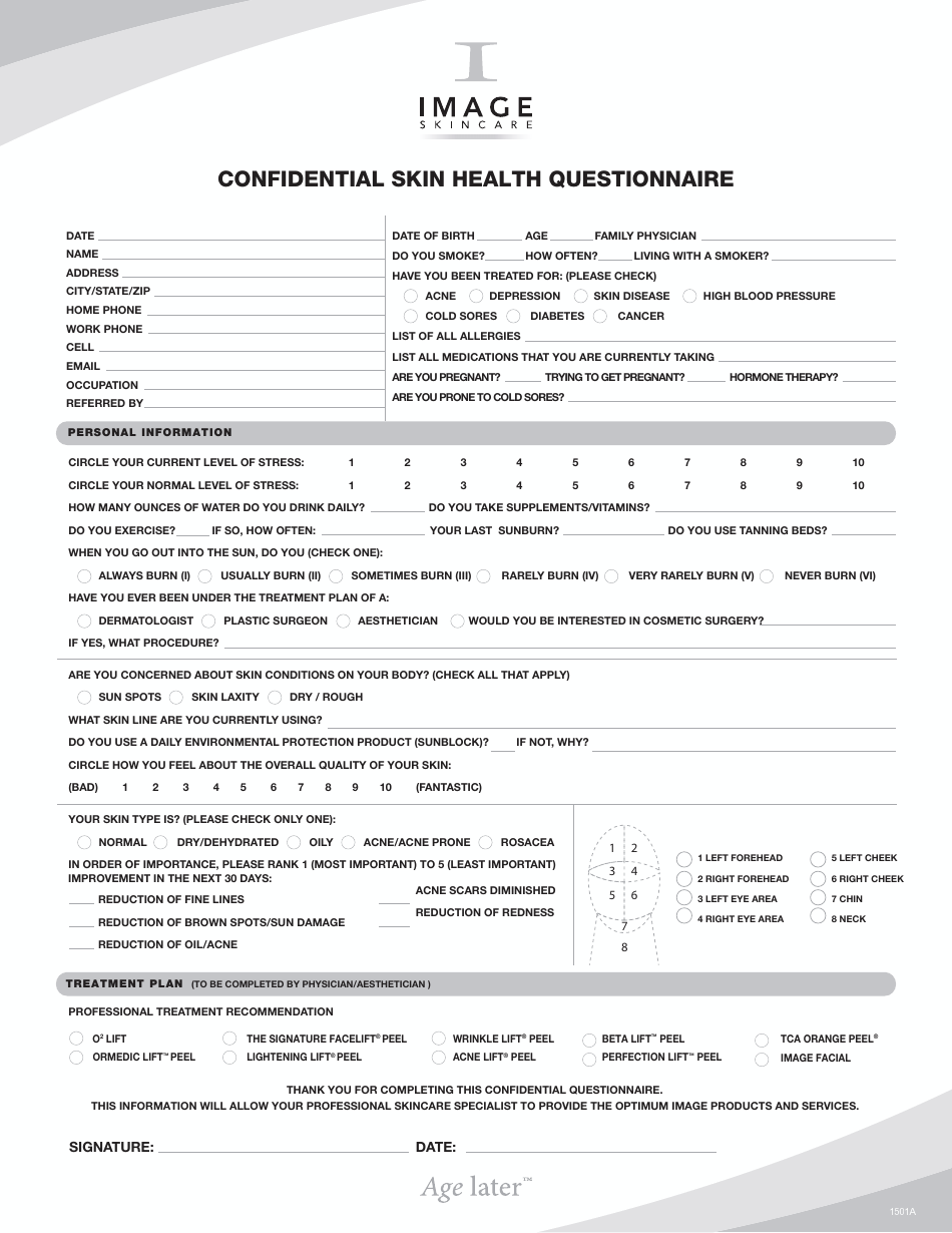 Confidential Skin Health Questionnaire - Image Skincare