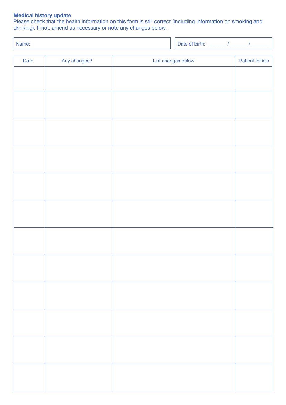 Confidential Medical History Form - United Kingdom, Page 3