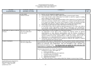 Form Filing Review Checklist - Health Maintenance Organizations (HMOs) (Individual and Small Group) - Virginia, Page 14