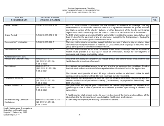 Form Filing Review Checklist - Health Maintenance Organizations (HMOs) (Individual and Small Group) - Virginia, Page 9