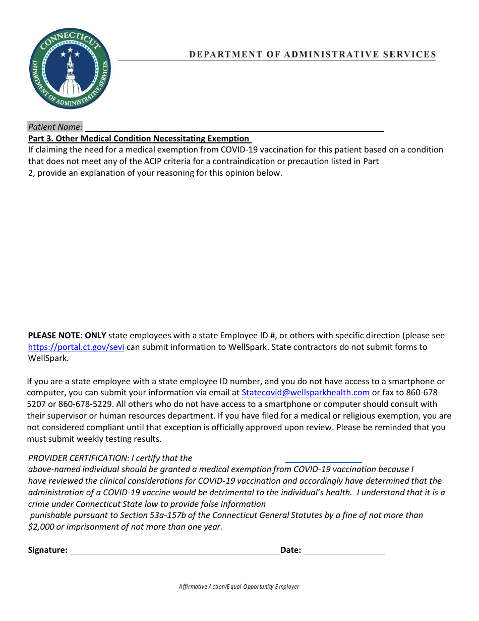 Request for Medical Exemption for Covid-19 Vaccination - Connecticut, Page 5