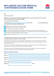 Document preview: Influenza Vaccine Medical Contraindication Form - New South Wales, Australia