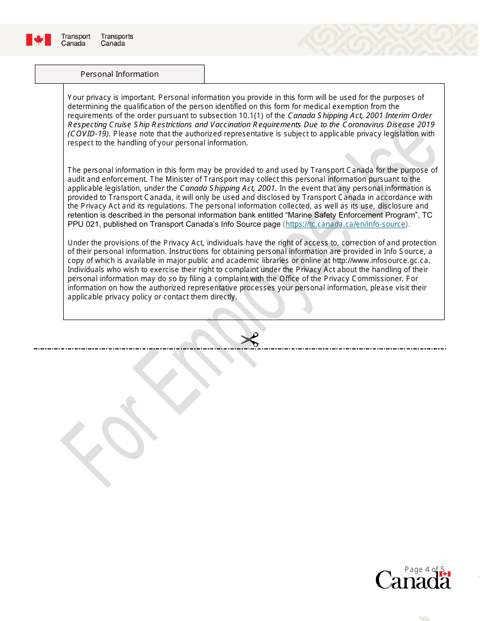 Medical Exemption Request Form - Canada, Page 4