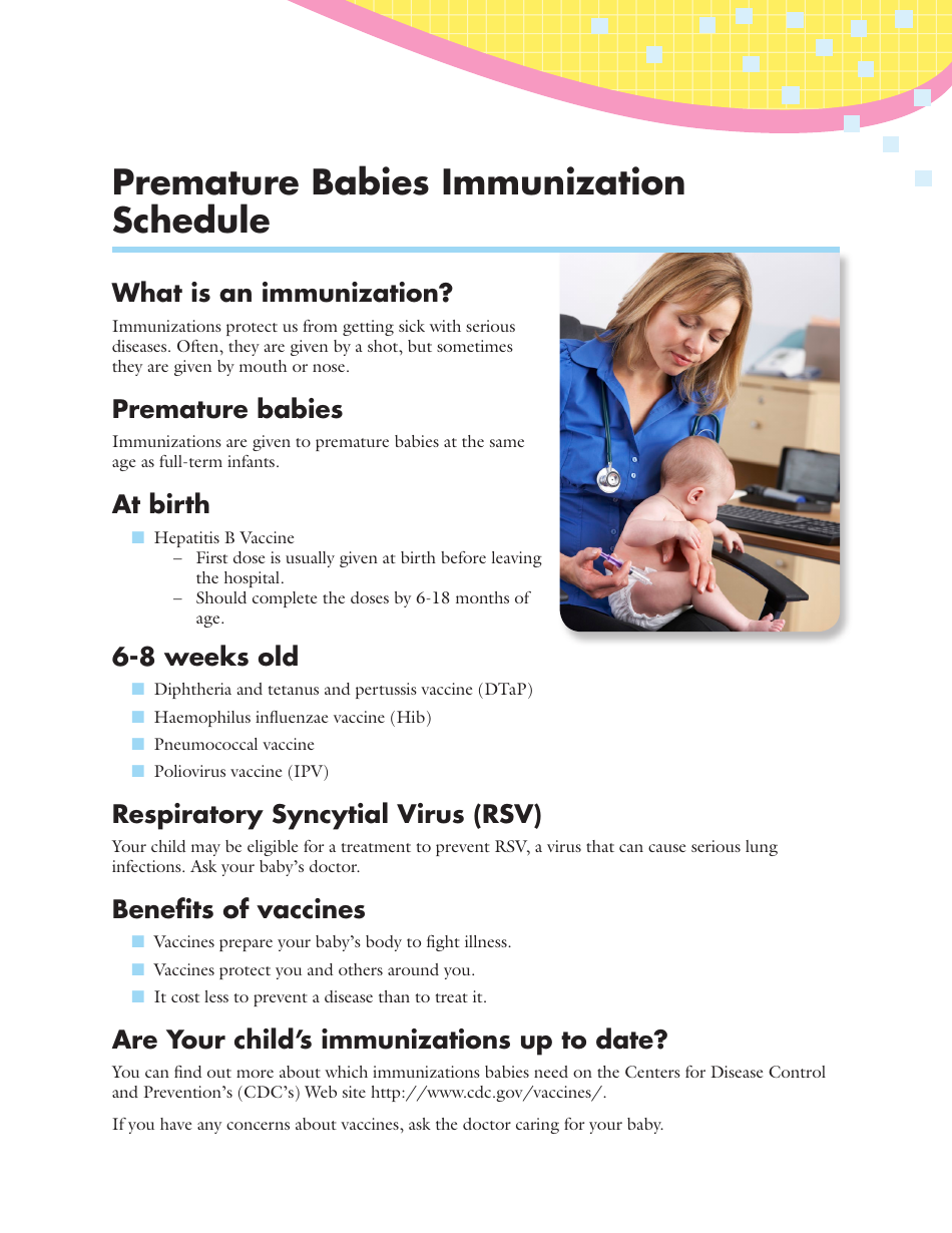 Premature Babies Immunization Schedule, Page 1