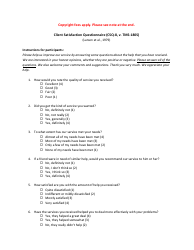 Document preview: Client Satisfaction Questionnaire (Csq-8) - Clifford Attkisson