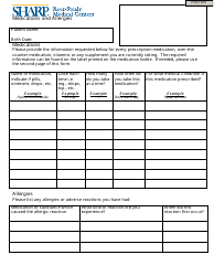 Document preview: Medications and Allergies Sheet - Sharp