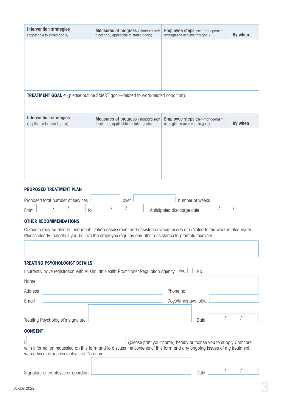Psychology Treatment Plan - Australia, Page 3