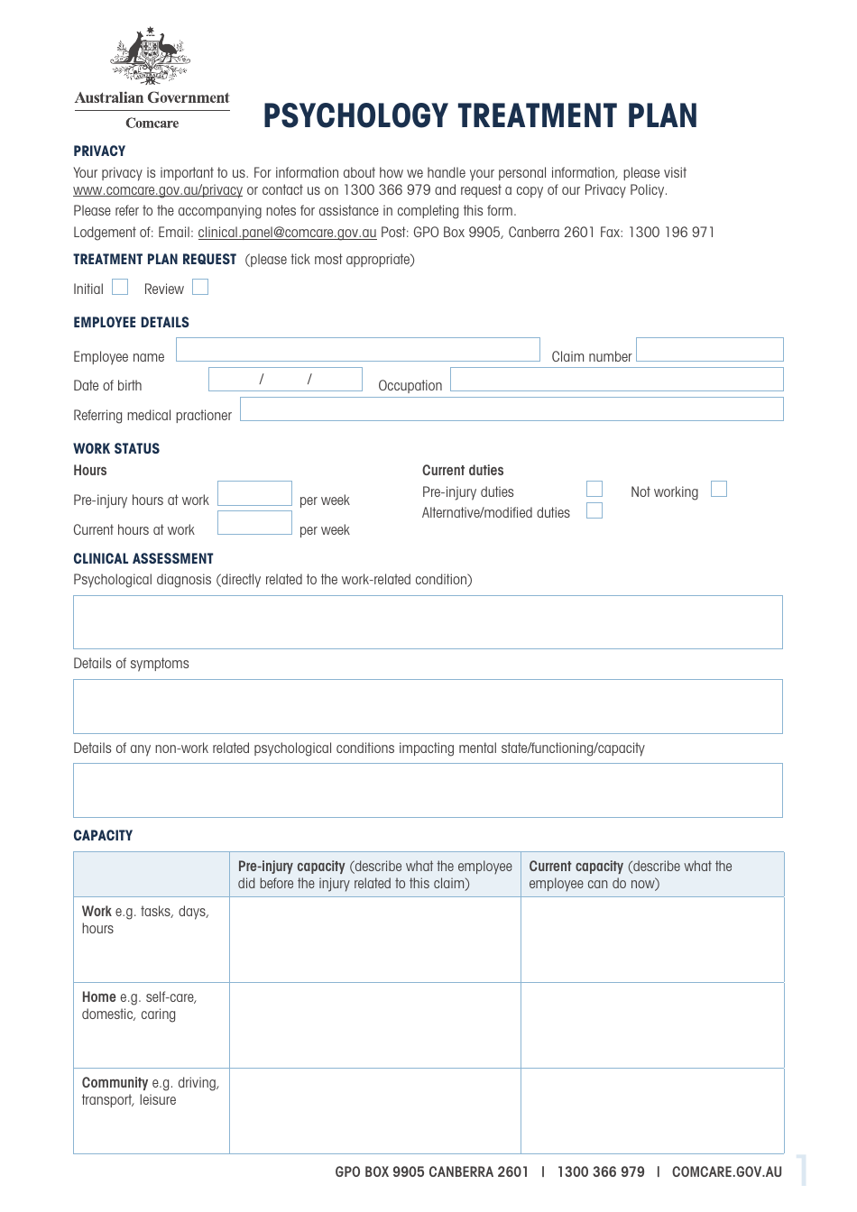 Australia Psychology Treatment Plan - Fill Out, Sign Online And 