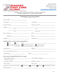 Orthotic Centre Intake Form - Niagara Foot Care Clinic
