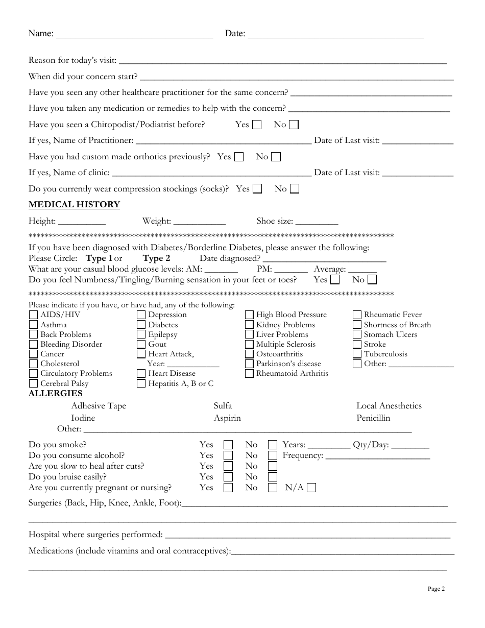 Orthotic Centre Intake Form - Niagara Foot Care Clinic - Fill Out, Sign ...