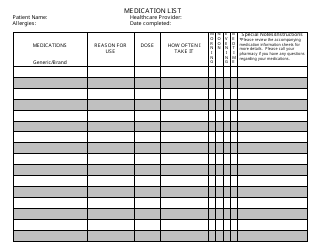 Document preview: Medication List