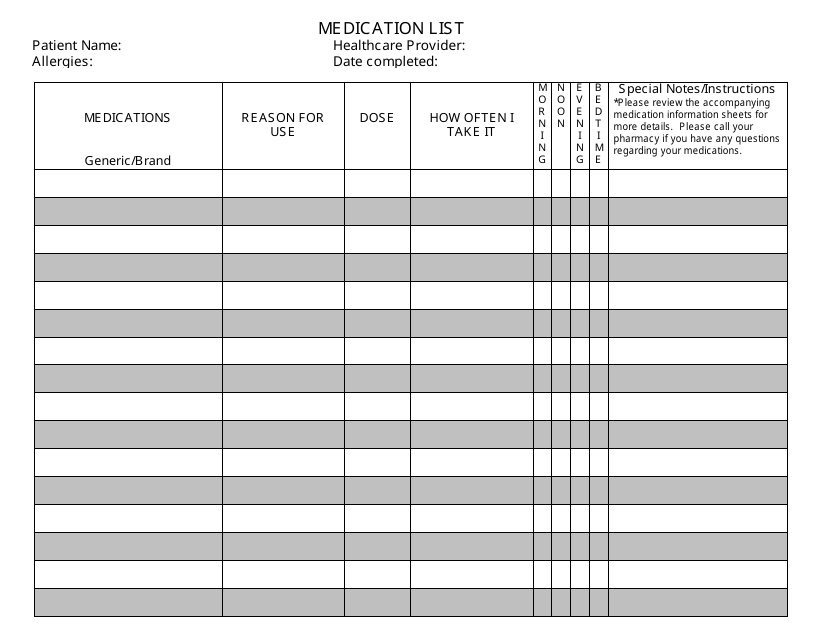 Medication List Preview