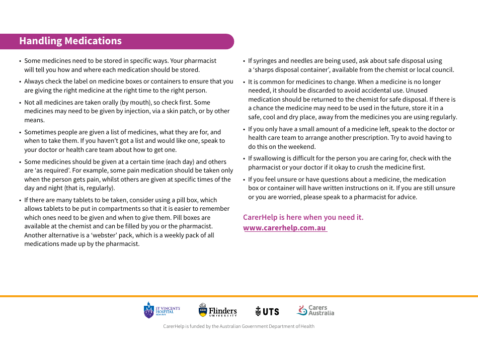 Medication Template  Handling Medicines - Australia, Page 2
