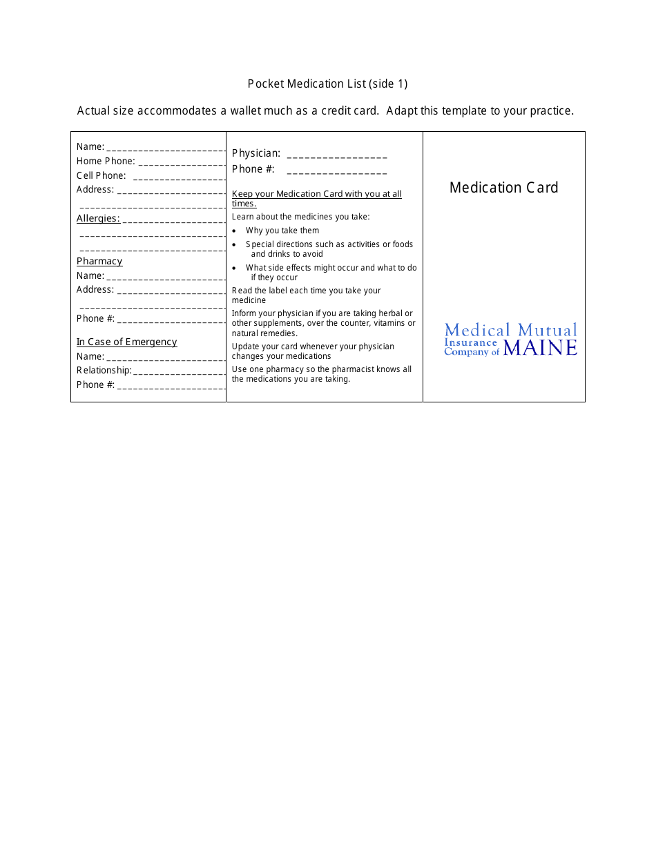 Medication Card Template - Easily Keep Track of Medications and Prescription Information
