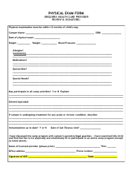 Document preview: Children's Camp Physical Exam Form