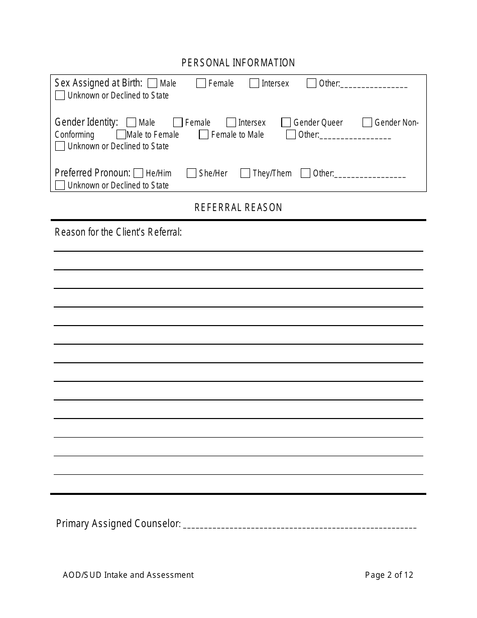 Aod / Sud Intake and Assessment - Alameda County, California, Page 2
