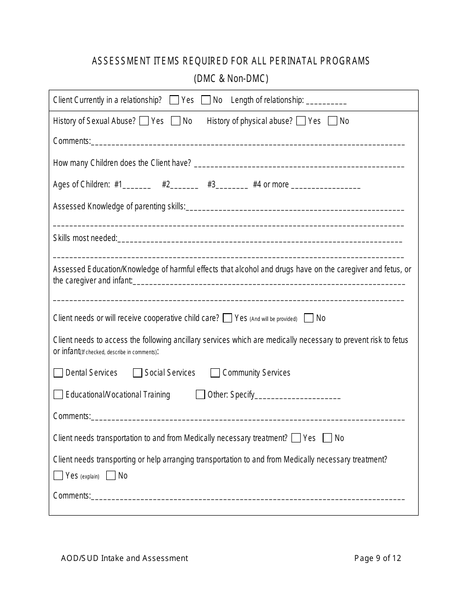 Aod / Sud Intake and Assessment - Alameda County, California, Page 9