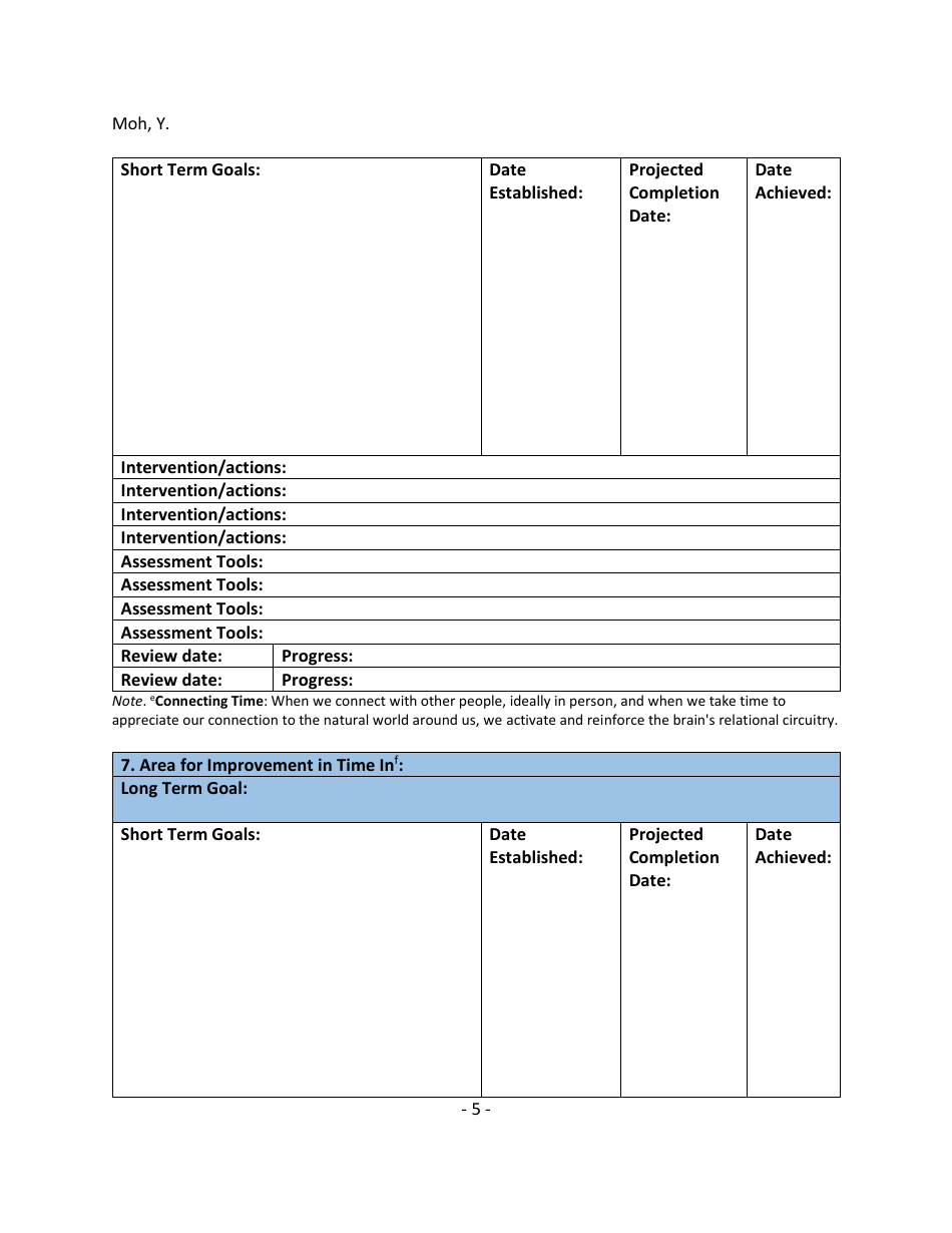 Treatment (Wellness) Plan Template - Yoon Suh Moh, Page 5