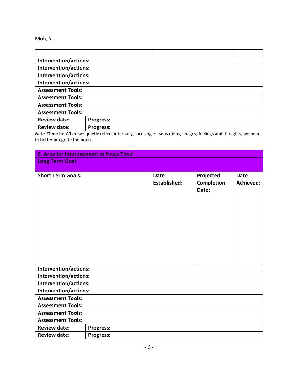 Treatment (Wellness) Plan Template - Yoon Suh Moh, Page 6