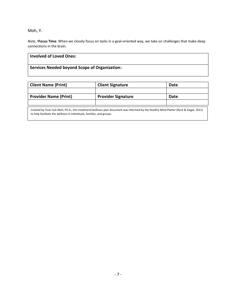 Treatment (Wellness) Plan Template - Yoon Suh Moh, Page 7