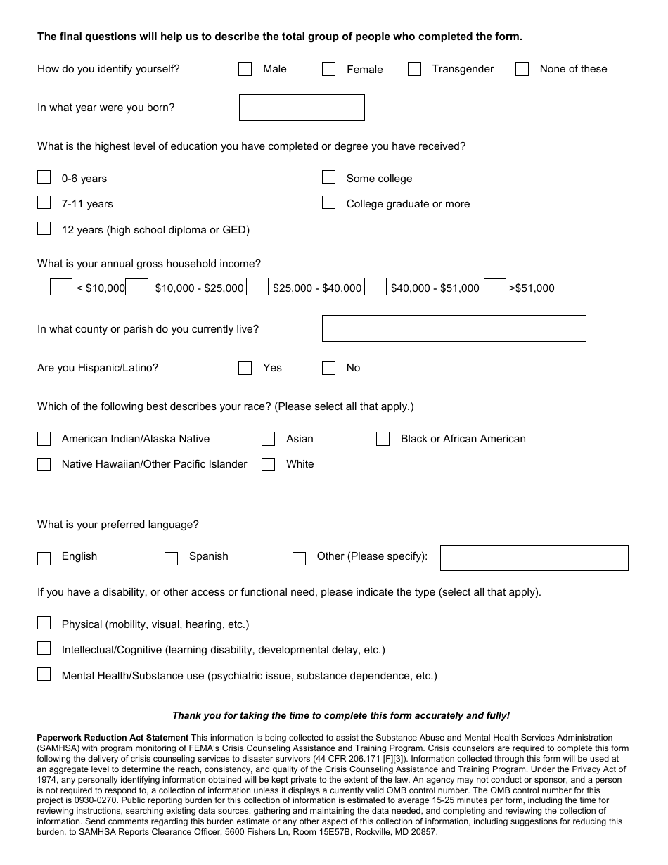 Participant Feedback Survey, Page 4