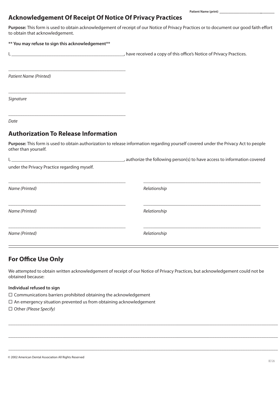 Dental Patient Registration - American Dental Association, Page 4