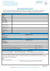 Document preview: New Patient Information - Armstrong Street Medical Centre