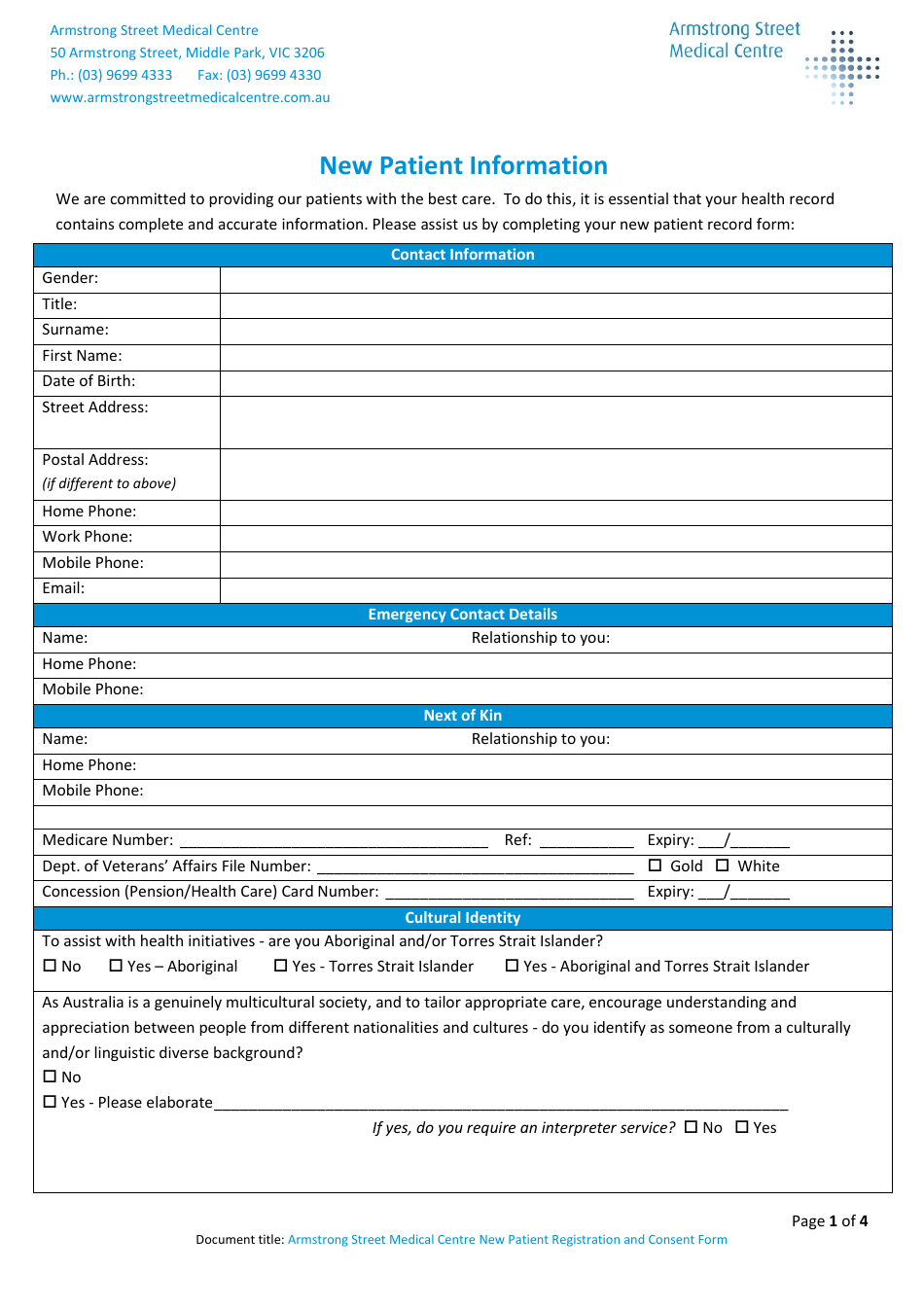 New Patient Information Armstrong Street Medical Centre Download