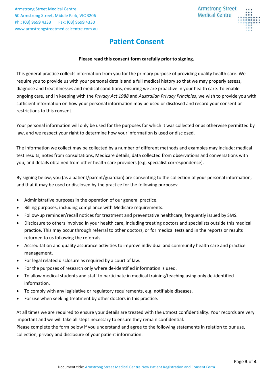 New Patient Information - Armstrong Street Medical Centre, Page 3