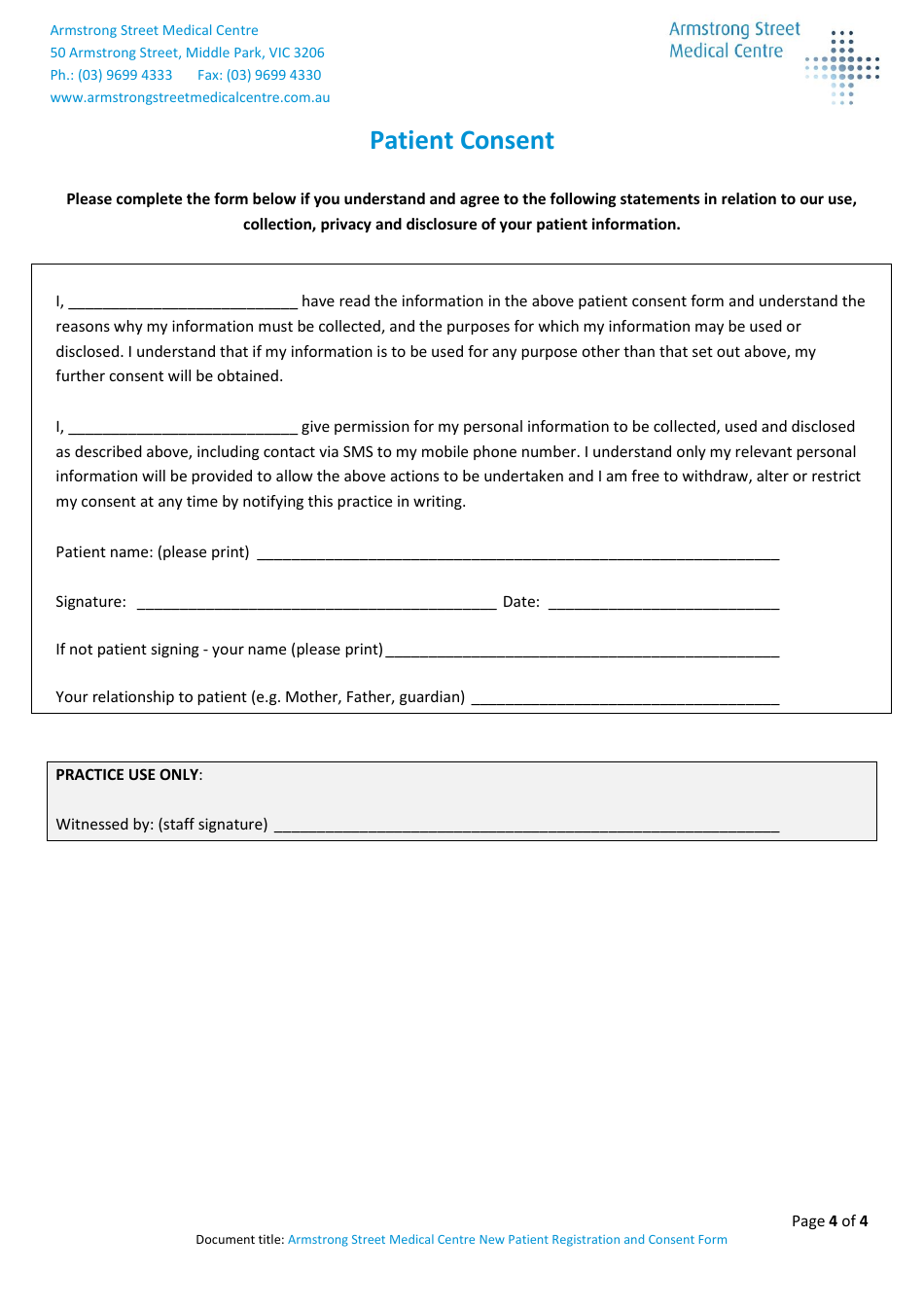 New Patient Information - Armstrong Street Medical Centre, Page 4