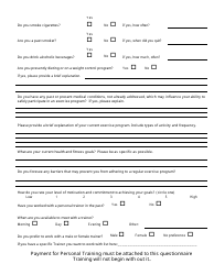 Personal Training Questionnaire - Hopedale Wellness Center, Page 3