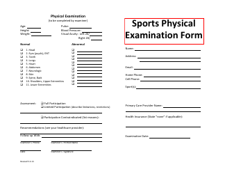 Sports Physical Examination Form