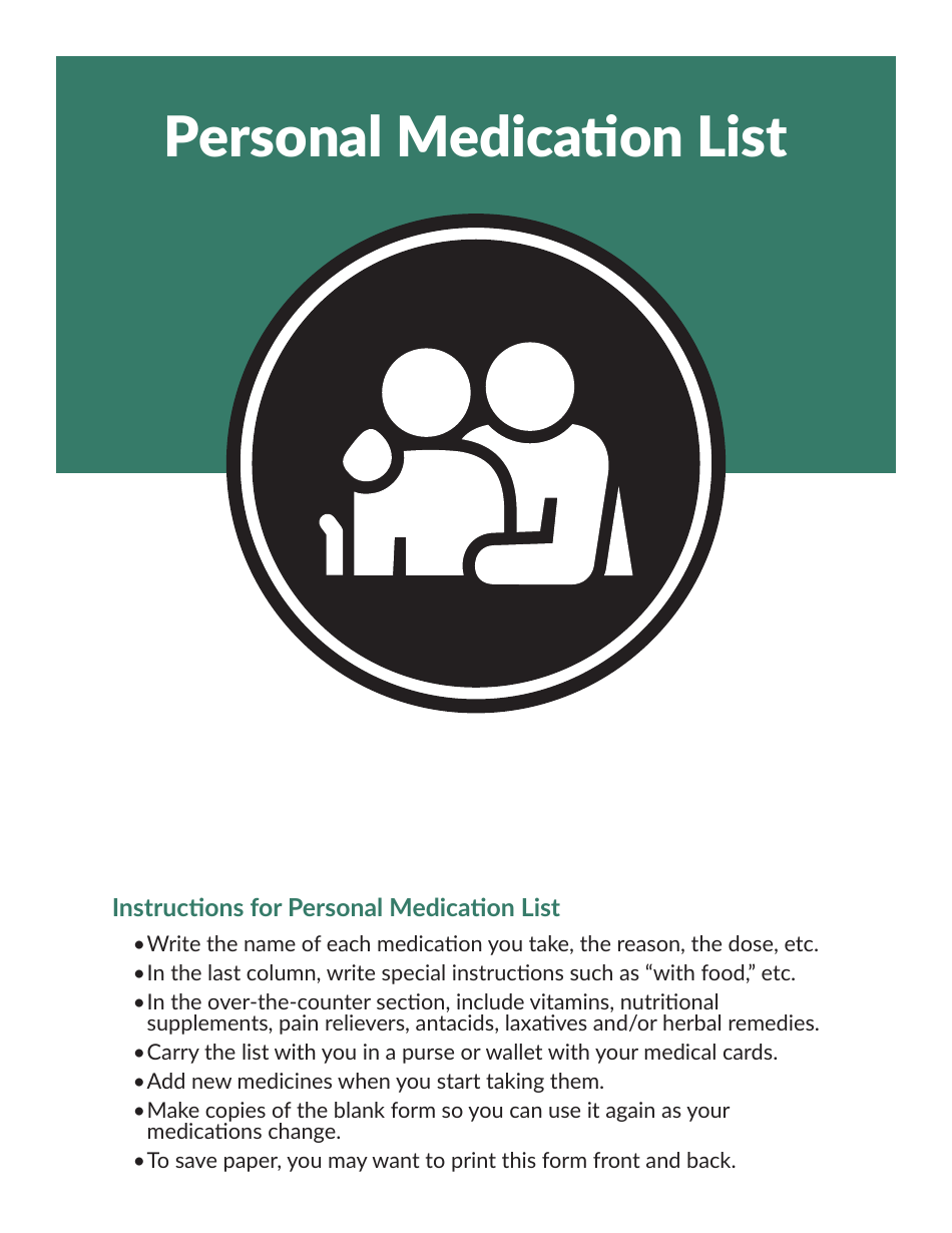 Personal Medication List document preview