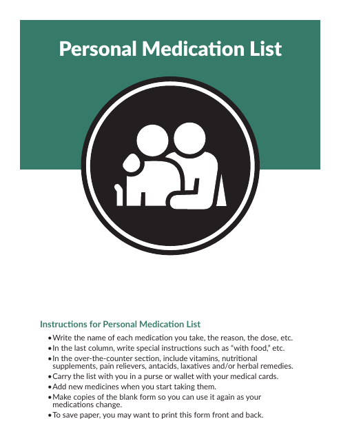 Personal Medication List document preview